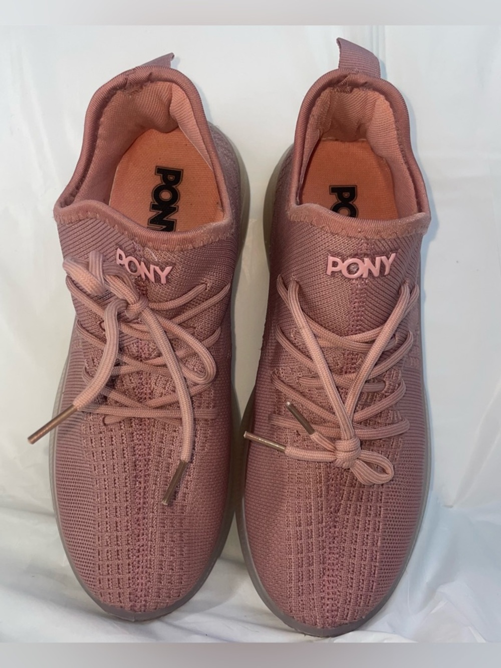 PONY Women's Knit Lace-Up Sneakers in Dusty Rose size 8.5